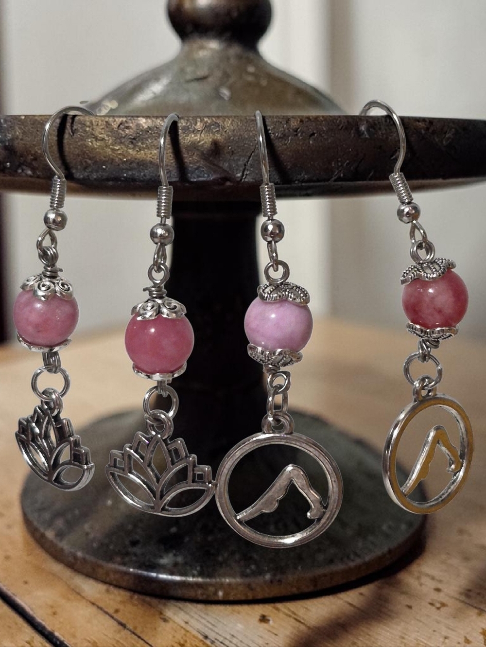 Handcrafted Dangle Morganite Bead Earrings